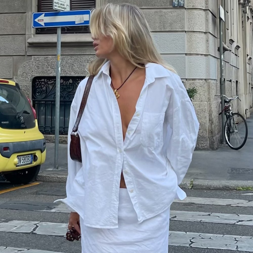 Djerf Avenue White Button Down Shirt